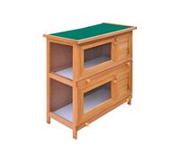 vidaXL Clapier d'extérieur pour petits animaux 4 portes Bois Toit en asphalte Plateau amovible
