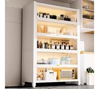 Clapier de bar élégant et support de boulanger avec portes rabattables - Rangement polyvalent de cuisine pieds réglables pour salon, bureau et salle de bain - Design peu encombrant