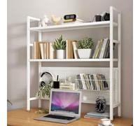 Clapier de bureau en métal à 3 niveaux avec organisateur de panneau perforé pieds réglables, parfait pour le bureau, la maison, l'école et le dortoir (blanc 115 cm)