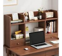 Clapier de rangement en bois pour bureau d'ordinateur, bibliothèque de bureau avec 5 étagères et 2 tiroirs - Organiseur polyvalent pour dortoir, bureau, maison