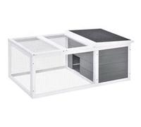 PawHut Clapier Cage à Lapins imperméable Grand Espace en Bois Massif Gris 115x66x47,5 cm