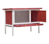 Clapier d'extérieur 1 Niveau Rouge et Blanc Bois 90x45x65 cm Maison Lapin Imperméable Cage à Lapins Jardin Enclos pour Petits [694]