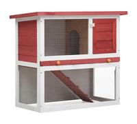 Clapier d'extérieur 1 porte 90 x 45 x 80 cm rouge bois Helloshop26 02_0000588