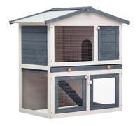 Clapier d'extérieur 3 portes 94 x 60 x 98 cm bois gris et blanc Helloshop26 02_