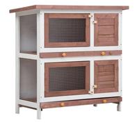 Clapier d'extérieur 4 portes 90 x 45 x 90 cm marron bois 02_0000593