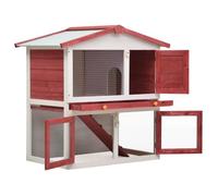 Clapier d'extérieur - AKOZON - AKO7334123545739 - Rouge et blanc - 94 x 60 x 98 cm - Pour lapins