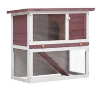 Clapier d'extérieur en bois - vidaXL - 1 porte - Marron - 90x45x80 cm - Toit étanche vert - Rampe antidérapante