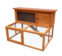 Clapier d'extérieur pour Lapin avec Parc de Jeu | Cage et enclos à 2 étages | Maison en Bois pour Petit Animal | 126 x 88 x 90 cm