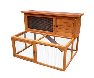 Clapier d'extérieur pour Lapin avec Parc de Jeu | Cage et enclos à 2 étages | Maison en Bois pour Petit Animal | 126 x 88 x 90 cm