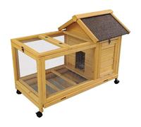 Clapier D'extérieur pour Lapin, Poulailler Boisé avec Toit en Asphalte Et Plateau Amovible, Cage À Lapin Idéale pour Les Petits Animaux, Cochons d'Inde Et Volailles(Wood Color)