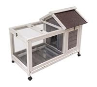 Clapier D'extérieur pour Lapin, Poulailler Boisé avec Toit en Asphalte Et Plateau Amovible, Cage À Lapin Idéale pour Les Petits Animaux, Cochons d'Inde Et Volailles(Off-White)