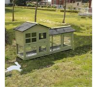 Clapier D'extérieur pour Lapins, Cage À Lapins À Deux Étages avec Enclos Inclinable Et Plateaux, Grand Poulailler en Bois pour Poulet, Cochon d'Inde, Animal De Compagnie(Malt Green)