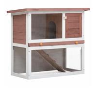 vidaXL Clapier d'extérieur 1 porte Bois de sapin massif Marron 90 x 45 x 80 cm