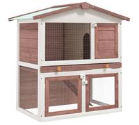 Clapier d'Extérieur - vidaXL - 3 Portes - Bois - Marron - 94x60x98 cm