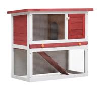 vidaXL Clapier d'extérieur en bois 90x45x80 cm Rouge pour lapins