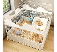 Clapier d'intérieur pour 2 lapins, cage en fil métallique pour petits animaux, grande cage d'exercice pour chats et petits animaux de compagnie, niche à faire soi-même, blanc, taille 6a