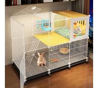 Clapier d'intérieur pour lapin - Cage pour lapin avec zone de nid et déflecteur de ventilation, réseau en fer crypté, pas de pied coincé - Maison parfaite pour lapins de compagnie