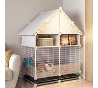 Clapier d'intérieur pour lapin - Cage spacieuse avec plateau extractible, design anti-pulvérisation et coussinets en maille pour lapins (blanc, 75 x 39 x 102 cm)