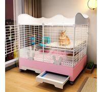 Clapier d'intérieur pour lapin, cloison surélevée, lucarne, facile à nettoyer, design double couche, grande capacité, idéal pour les lapins