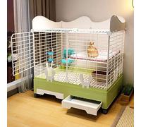 Clapier d'intérieur pour lapin - Design double couche, haut déflecteur et lucarne, facile à nettoyer et à installer, grande capacité pour lapins et petits animaux de compagnie