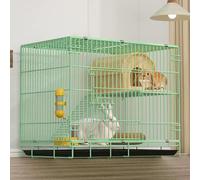 Clapier d'intérieur pour lapin, maison en métal à 2 couches avec plateau et repose-pieds, facile à nettoyer et pliable pour petits animaux