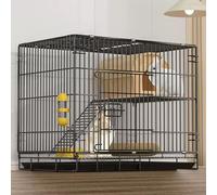 Clapier d'intérieur pour lapin, maison en métal à 2 couches avec plateau et repose-pieds, facile à nettoyer et pliable pour petits animaux