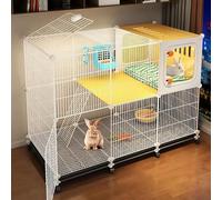 Clapier d'intérieur pour lapins avec zone de nidification et ventilation, design robuste avec réseau en fer crypté pour une durabilité et une sécurité accrues, idéal pour les petits animaux