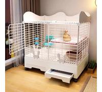 Clapier double avec rangement - Clapier d'intérieur pour petits animaux avec deux plateaux coulissants pour lapins, chinchillas, furets