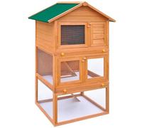Clapier en bois à 3 niveaux - Grand enclos pour lapins et rongeurs - Robuste et durable pour l'intérieur et l'extérieur