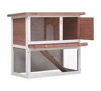 Clapier en bois avec 1 porte - Robuste et naturel pour l'intérieur et l'extérieur - Enclos idéal pour lapins, cochons d'Inde et petits animaux - Facile à nettoyer et durable