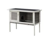 Vente-unique - Clapier en Bois sur Pieds pour Lapins et rongeurs - L. 91 x P. 45 x H. 70 cm - Blanc et Gris - LAPIUS