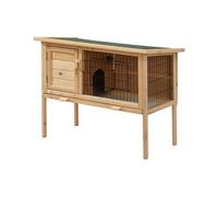 Clapier en bois sur pieds pour lapins et rongeurs - L. 91 x P. 45 x H. 70 cm - Naturel - LAPIUS