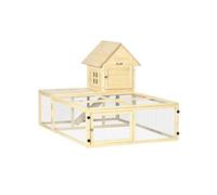 PawHut Clapier en bois pour lapin 2 niveaux avec aire de course, rampe et portes verrouillables