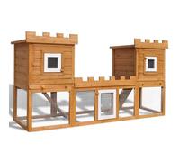 Clapier extérieur avec maison double - vidaXL - Grand - Marron - Extérieur - Lapin