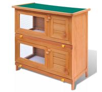 Clapier Extérieur pour Lapin Cage à Animaux Toit en Asphalte & Plateau Amovible 4 Portes Bois