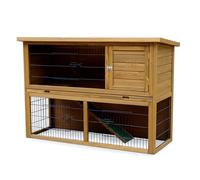 Clapier extérieur pour Lapins | 2 étages Toit Pent Cage Cochon d'Inde | Maison en Bois pour Petits Animaux | Grand - 136 x 50 x 92 cm