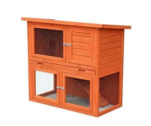 Clapier extérieur pour Lapins | 2 étages Toit Pent Cage Cochon d'Inde | Maison en Bois pour Petits Animaux | Medium - 104 x 52 x 92 cm