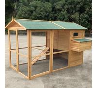 Clapier extérieur pour volaille avec toit étanche, plateau extractible, rampe, nichoir et double porte pour un accès sûr et facile