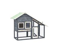 Clapier Gris et blanc 140x63x120 cm Bois de sapin massif