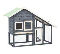Clapier Gris et blanc 140x63x120 cm Bois de sapin massif Gris et blanc G