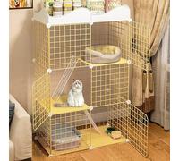 clapier lapin Cage For Chat D'intérieur,Clapiers For Lapins,Parc For Animaux De Compagnie,Grande Cage À Chat À 2 Niveaux,Cage D'exercice,Clôture De Cour Avec Porte Et Bac À Litière Fermé For Chaton La