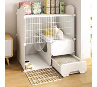 clapier lapin Cage For Chat D'intérieur,Clapiers For Lapins,Parc For Animaux De Compagnie,Grande Cage À Chat À 2 Niveaux,Cage D'exercice,Clôture De Cour Avec Porte Et Bac À Litière Fermé For Chaton La