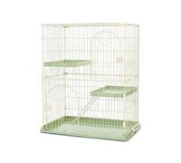 Clapier Lapin Interieur 2 Étages Maison Chat Extérieur Impermeable for 2 Lapins, Cages À Chat Intérieur en Métal avec Plate Forme et Rampe, Facile À Nettoyer(Green)