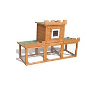 vidaXL Clapier large d'extérieur avec 1 seule maison Brun G