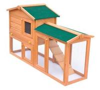 Clapier large d extérieur pour petits animaux de compagnie Bois Marron et vert G