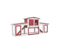 vidaXL Clapier extérieur 204x45x85 cm Bois de sapin Blanc et rouge 2 niveaux