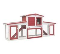 Clapier extérieur - vidaXL - 204x45x85 cm - Bois de sapin - Blanc et rouge - 2 couches