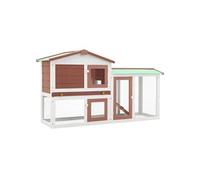 vidaXL Clapier large d'extérieur 145x45x84 cm Bois Marron et blanc