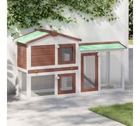 Clapier large d'extérieur Marron et blanc 145x45x84 cm Bois Articles pour animaux Articles pour animaux de compagnie Accessoires pour petits animaux Abris & cages pour petits animaux (Poids 15.4KG)