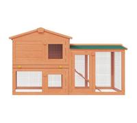 Clapier large d'extérieur pour petits animaux de compagnie Bois - vidaXL - vert - 145x45x84 cm - Surface antidérapante 407919
